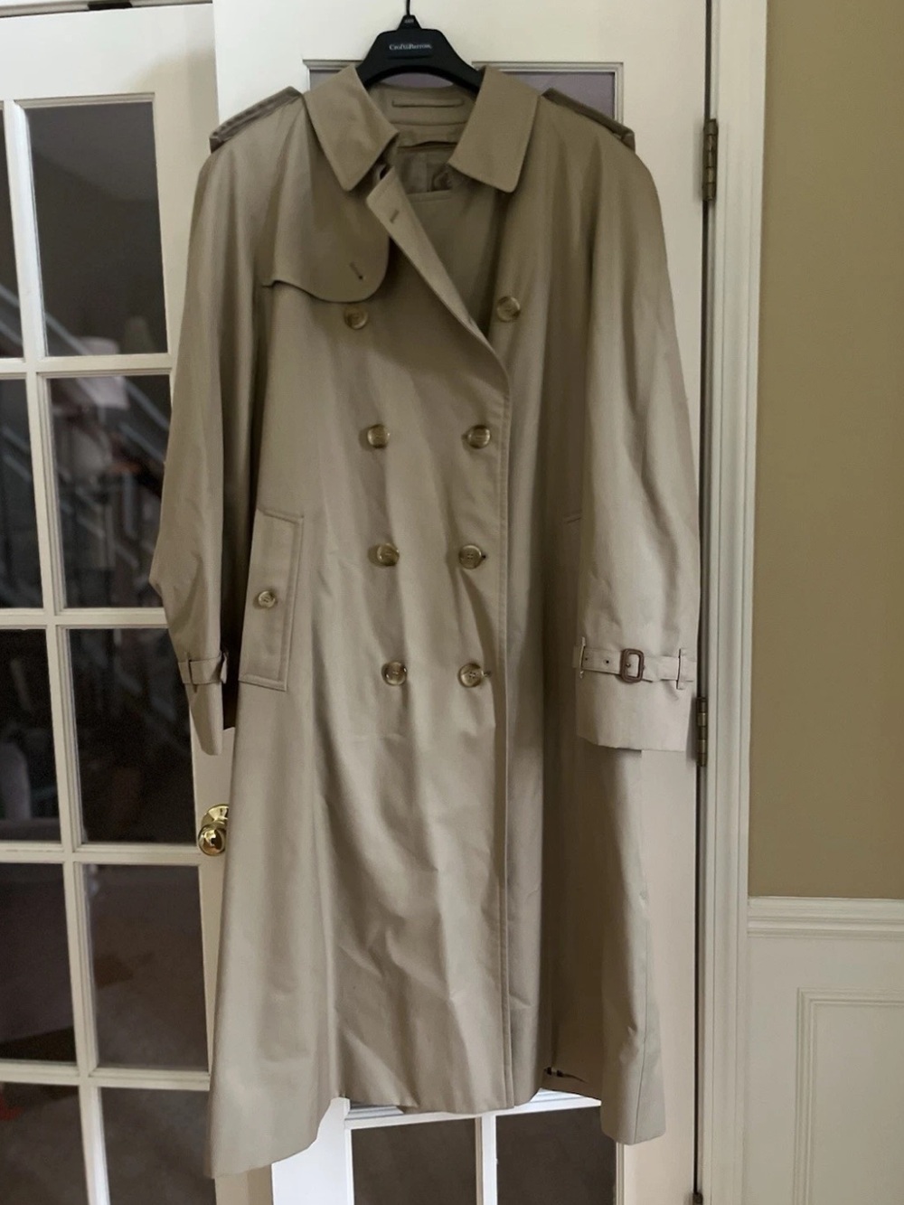 BURBERRY Mens Trench Coat Nova Check Size 46 Long ~ Cotton Lined Double Breasted